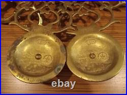 (2) Vintage Viginia Metalcrafters Brass Lion Wall Sonces Tapered Candle Holders