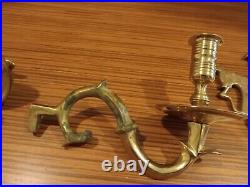 (2) Vintage Viginia Metalcrafters Brass Lion Wall Sonces Tapered Candle Holders