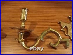 (2) Vintage Viginia Metalcrafters Brass Lion Wall Sonces Tapered Candle Holders