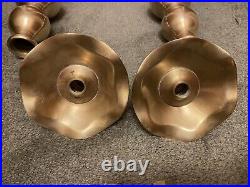 2 Vintage solid brass church alter wedding candle holders 28-1/4T Changeable