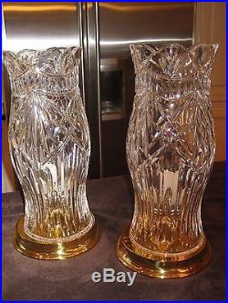 2 Waterford Thomas Jefferson Hurricane Brass Candleholder Heritage Lamps 12