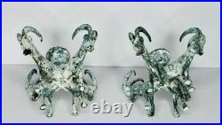 2 of Vtg Patina Art Deco Nouveau Brass Figural Circle 4Ram Goats Candle Holder