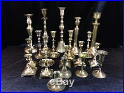 20 Brass Candlesticks Holders Wedding Christmas Crafts Patina 3-12 inches Lot 1