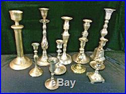 20 Brass Candlesticks Holders Wedding Christmas Crafts Patina 3-12 inches Lot 1