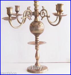 20 C. ANTIQUE 1 PAIR BRASS 5 HANDED DEMOUNTED CANDLE HOLDER / CANDLESTICK