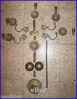 20 C. ANTIQUE 1 PAIR BRASS 5 HANDED DEMOUNTED CANDLE HOLDER / CANDLESTICK