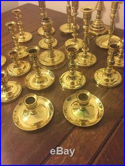 20 Solid Heavy Baldwin Brass Shiny Candlestick Candle Holders Reception VGC