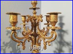 20 Tall Brass Ornate 5 Light Candelabra with Finial vintage