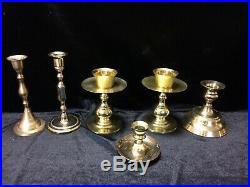 21 Brass Candlesticks Holder Wedding Reception Event Party Patina Vintage Lot 2
