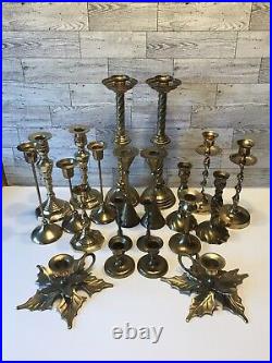 21 Vintage Metal Brass Candlesticks Candle Holders Wedding Event Home Decor LOT