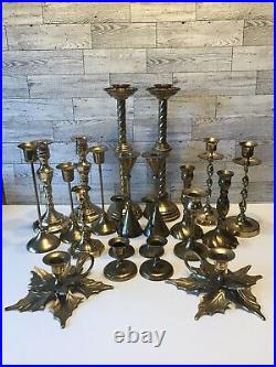21 Vintage Metal Brass Candlesticks Candle Holders Wedding Event Home Decor LOT