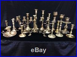 23 Brass Candlesticks Holder Wedding Reception Event Party Patina Vintage Lot 3