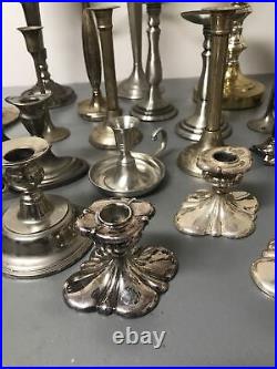 23 Vintage Silver Plated Candle Stick Holder Wedding Table Decor Lot