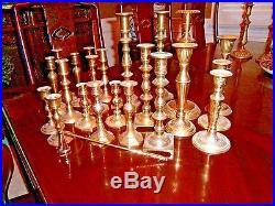 23 piece lot Vintage Brass Candlesticks Candle Holders & SnufferInclude 10 prs