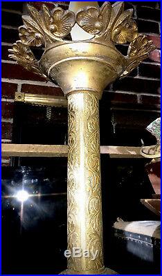 26 Antique Solid Brass Gothic Church Alter Candle Holder 19th C. Gilt