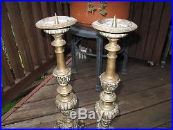 26 Brass Altar Heavy Candlestick Holders Vintage Pair