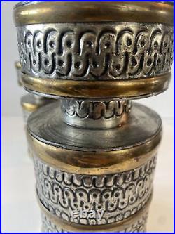 2pc CANDLE HOLDERS HAND HAMMERED TIN AND BRASS