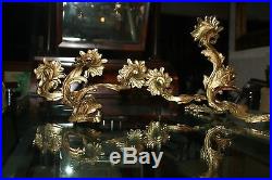 3 Arm Pair Bronze Brass French Louis XV Rococo Style Sconces Glo-mar Lights