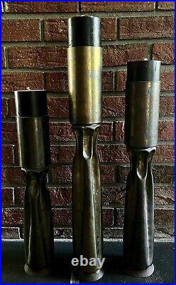 3 Brass Modernist Brutalist Thomas Roy Markusen Candle Holder $1275 16.5-22.25
