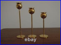 3 Vintage Tulip Candle Holders by Pierre Forsell Skultuna Sweden