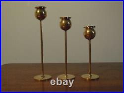 3 Vintage Tulip Candle Holders by Pierre Forsell Skultuna Sweden