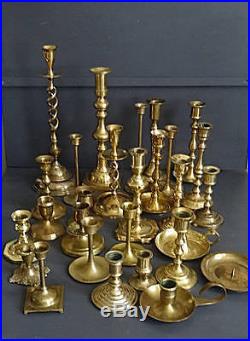 30 Brass Candlesticks Candle Holders for Wedding Event Mix-Matched Variety Lot 3