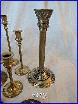 37 Brass Candle Holders Wedding Party Table Decor Patina Wax 19 Pounds! Lot Vtg