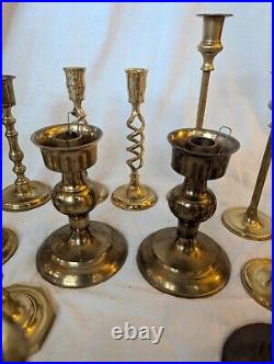 37 Brass Candle Holders Wedding Party Table Decor Patina Wax 19 Pounds! Lot Vtg