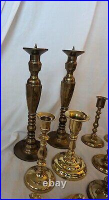 37 Brass Candle Holders Wedding Party Table Decor Patina Wax 19 Pounds! Lot Vtg