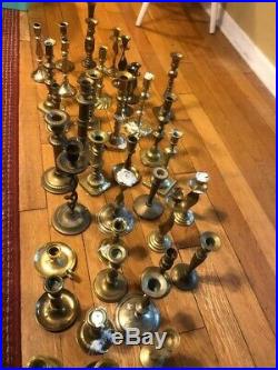 38 Mixed Lot Vintage Brass Candlestick Holders