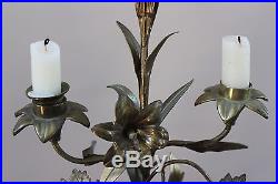 3ft Tall Antique Brass French Italian Tole Candle Holders Tole-ware Candelabras