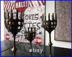 3x Bjorn Wiinblad Scandinavian Brass Candle Holder Hurricane, Denmark