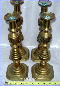 4 Antique 1893 BEEHIVE English 12 Brass Candlesticks