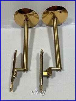 (4) Lg Heavy Brass Church Processional Candle Sticks / Holders w Brackets