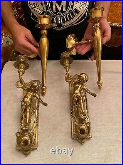 4 Vintage Brass Wall Candle Holders Angle Candle holder