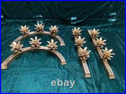 4 vintage heavy duty brass 3 flower candle holder 14 bars and half moons