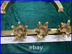 4 vintage heavy duty brass 3 flower candle holder 14 bars and half moons