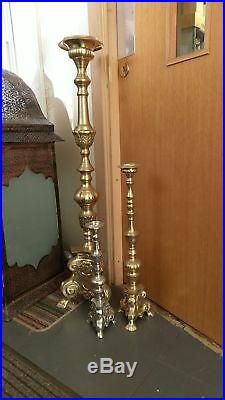 40 Church Pillar Candle Holder Stick Raw Brass Plated Baroque Design Italian