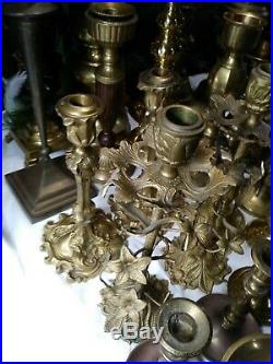 40 LArge /ANTIQUE+Vintage Lot Brass Candle Holders Candlesticks-Wedding Parties
