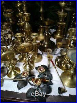 40 LArge /ANTIQUE+Vintage Lot Brass Candle Holders Candlesticks-Wedding Parties
