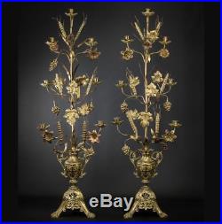 40 Pair French Antique 7 Tier Gilded Bronze Brass Candelabras Candle Holders