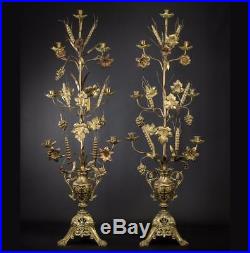 40 Pair of French Antique 7 Tier Gilded Bronze Brass Candelabras Candle Holders