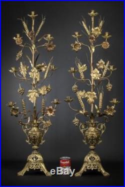 40 Pair of French Antique 7 Tier Gilded Bronze Brass Candelabras Candle Holders