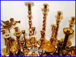 43 Piece Brass Candle Holder Lot 11 Sets 18 Singles 1.25 15.5 Wedding Home