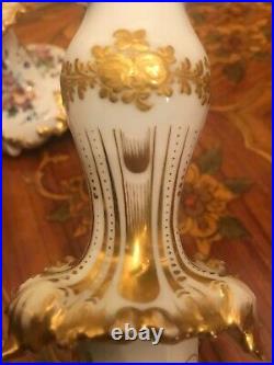 5 Vintage French Candlelabre Porcelain Brass Candle holders