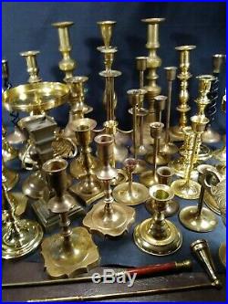 50+ Vintage Lot of Brass Candle Holders Candlesticks-Wedding or Parties + extras