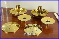 50's Tommi Parzinger Hollywood Regency Pair Brass Hurricane Candle Holders 17
