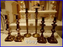 (6) Antique Vtg Brass Candle Stick Holder from a Religious Order C