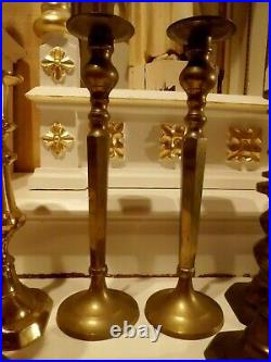 (6) Antique Vtg Brass Candle Stick Holder from a Religious Order C