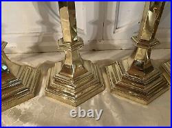 (6) Large Antique Vintage Heavy Brass Church Candle Sticks Holders 26H